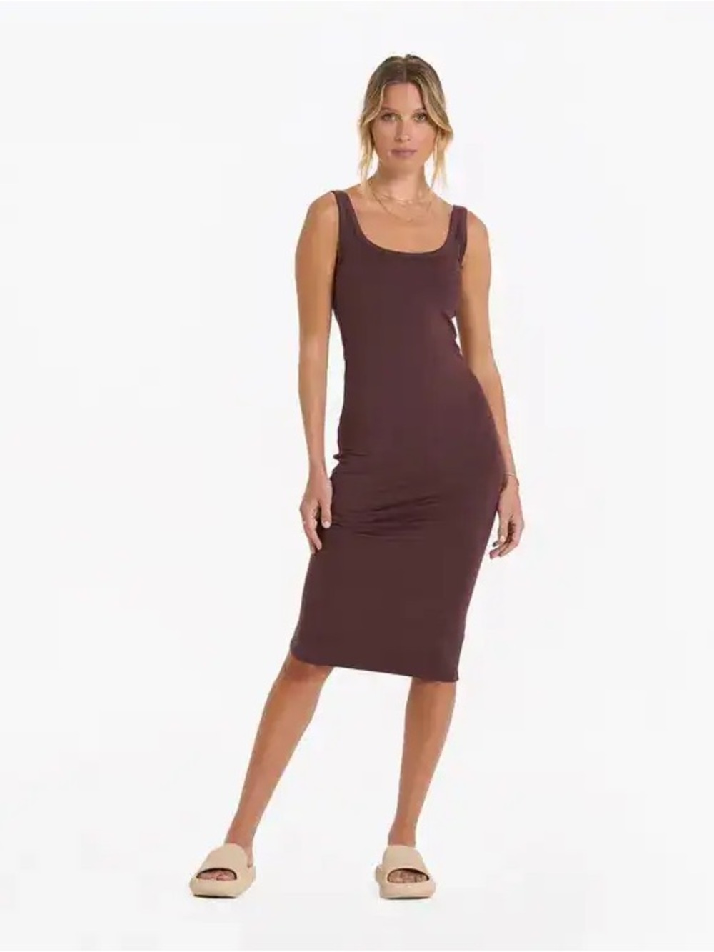 Vuori Dreamknit Tank Dress in Chestnut